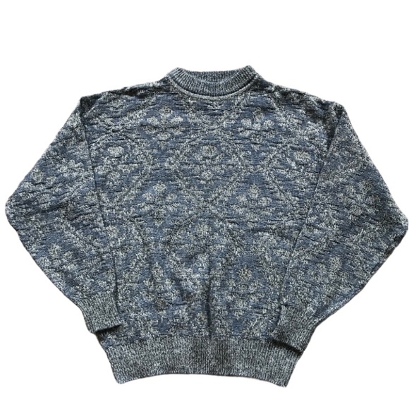 AZL Vintage Patterned Blue Dad Sweater - Picture 1 of 3